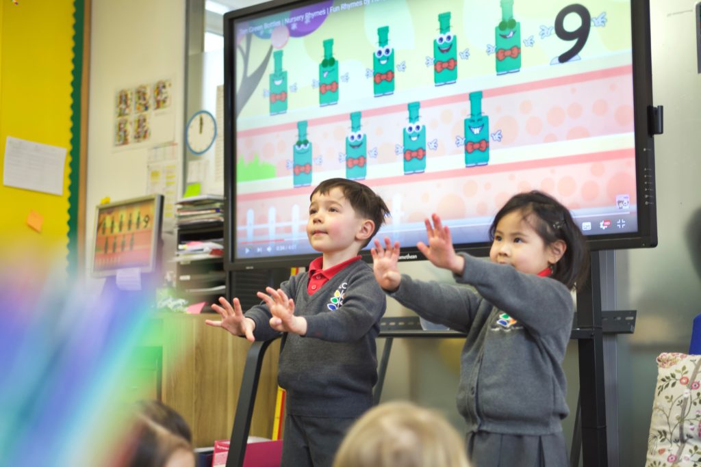 Children at Promethean Grant 2017 winner London Christian School enjoying an interactive lesson on their ActivPanel School ed tech competition launched nationwide