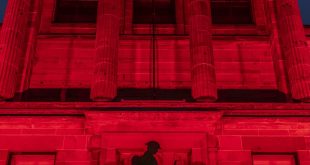 Kelvinside Academy in Glasgow was lit up red in memory of 177 former pupils who died in the First and Second World Wars picture by Elaine Livingstone Kelvinside Academy lights up red in memory of 177 former pupils
