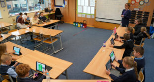 Miller Primary School students and Principal Teacher Ms Church 2 The Scottish Football Association launches "Learning Through Football" initiative
